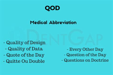 qod|QOD Healthcare Abbreviation Meaning